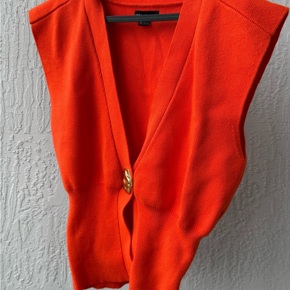 Vibrant Orange Sleeveless Cardigan
